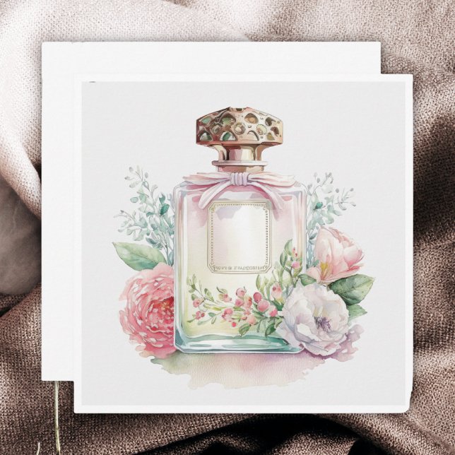 Floral Vintage Perfume Bottle Flat Note Card (Creator Uploaded)
