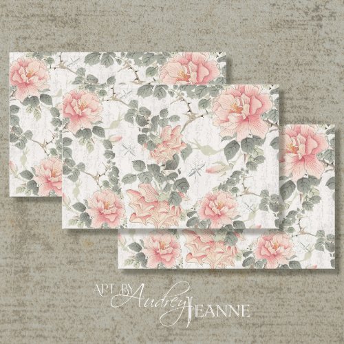 Floral Vintage Pink Peony Chinoiserie Decoupage Tissue Paper