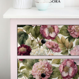 Floral Vintage Pink Peony Hydrangea Decoupage Tissue Paper