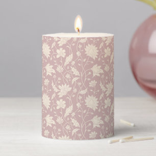 Floral Vintage Pink Pillar Candle