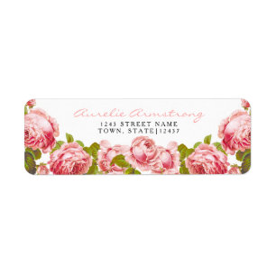 Floral Vintage Pink Roses Custom Bridal Shower Label