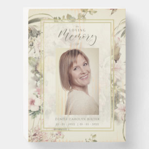 Floral Vintage Romantic Memorial Funeral Wooden Box Sign