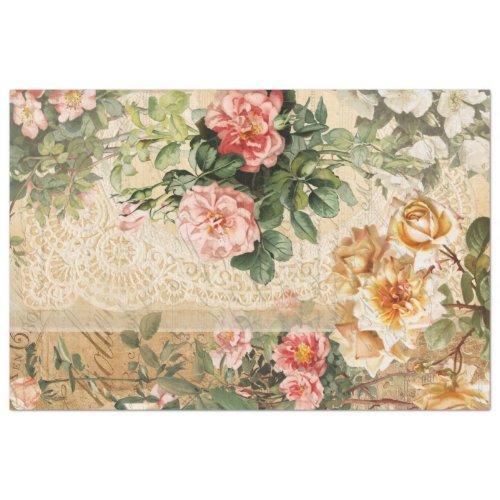Floral Vintage Rose Ephemera French Decoupage Tissue Paper