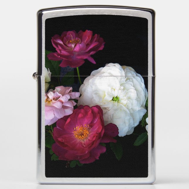 Floral Vintage Rose Garden Flowers Zippo Lighter (Front)