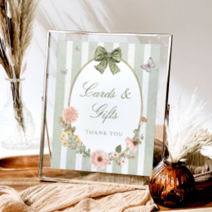 Floral Vintage Sage Green Cards and Gifts Poster