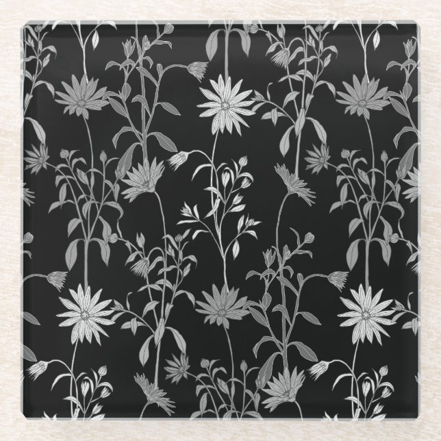 Floral vintage: seamless invitation background. glass coaster (Front)