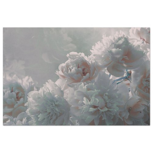 Floral Vintage Silver Peonies Decoupage Tissue Paper