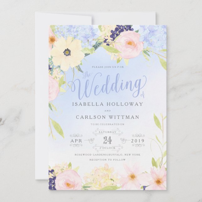Floral Vintage Spring Wedding Invitation (Front)