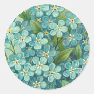 Floral vintage sticker with blue forget-me-nots