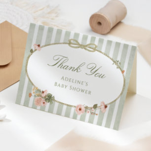 Floral Vintage Stile Fall Baby Shower Thanks Card