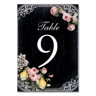 floral vintage typography Chalkboard wedding Table Number