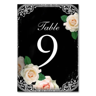 floral vintage typography Chalkboard wedding Table Number