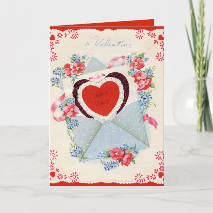 Floral Vintage Valentine Card | Zazzle.com