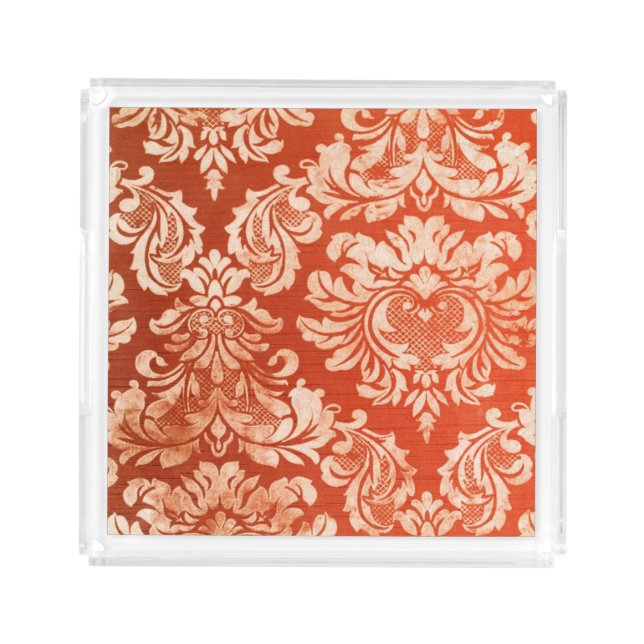 Floral vintage wallpaper background acrylic tray (Front)