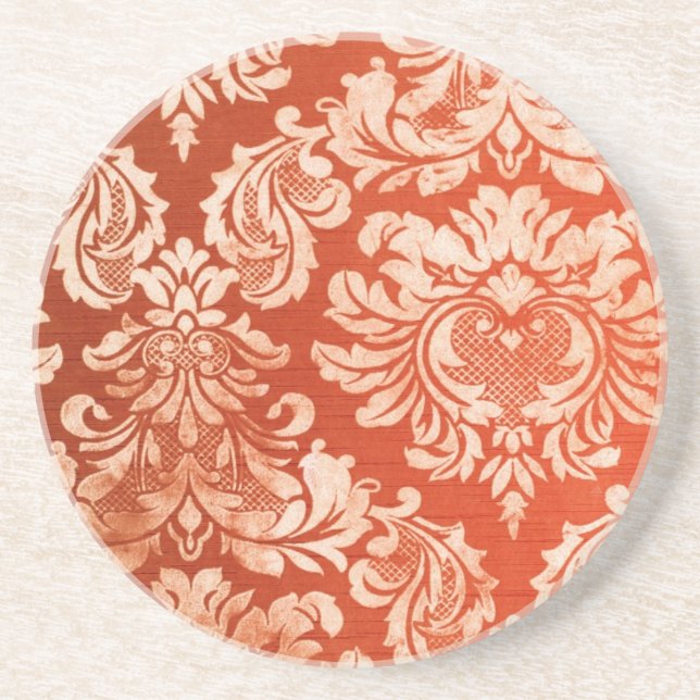 Floral vintage wallpaper background coaster (Front)