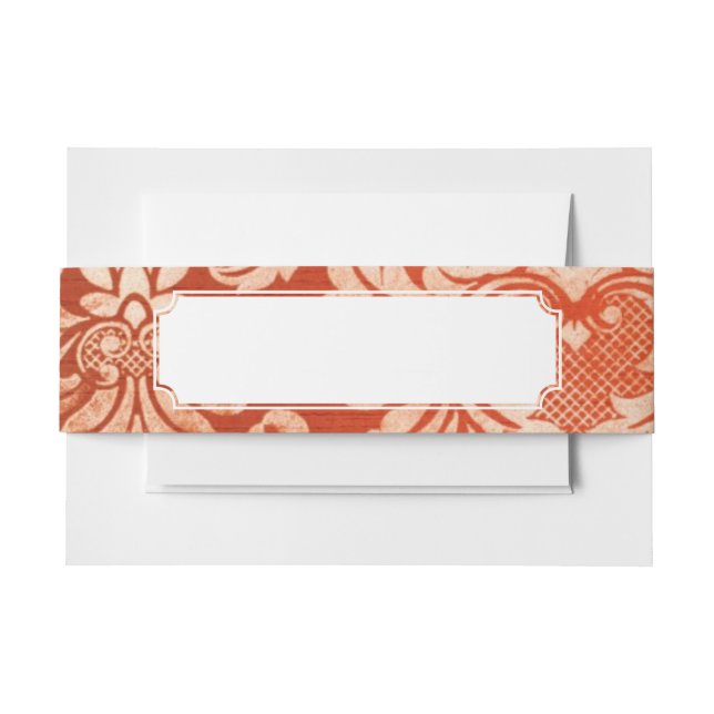 Floral vintage wallpaper background invitation belly band (Front Example)