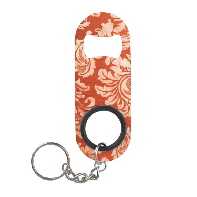 Floral vintage wallpaper background keychain bottle opener (Front)