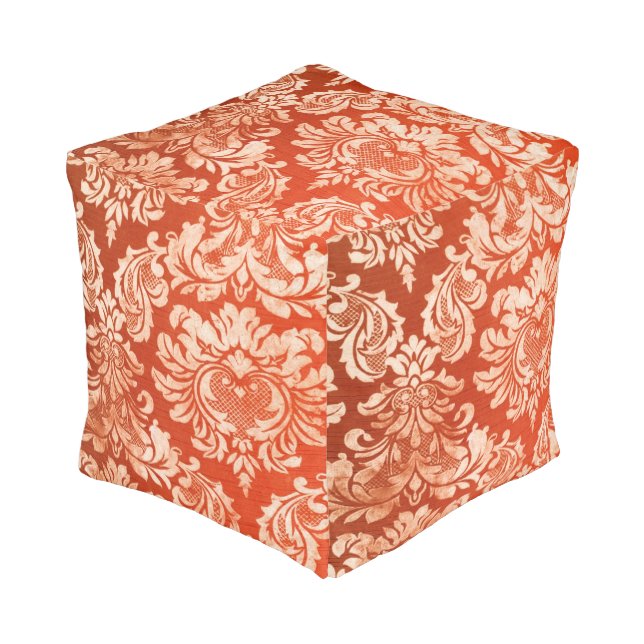 Floral vintage wallpaper background pouf (Angled Front)