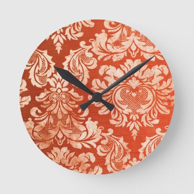 Floral vintage wallpaper background round clock (Front)