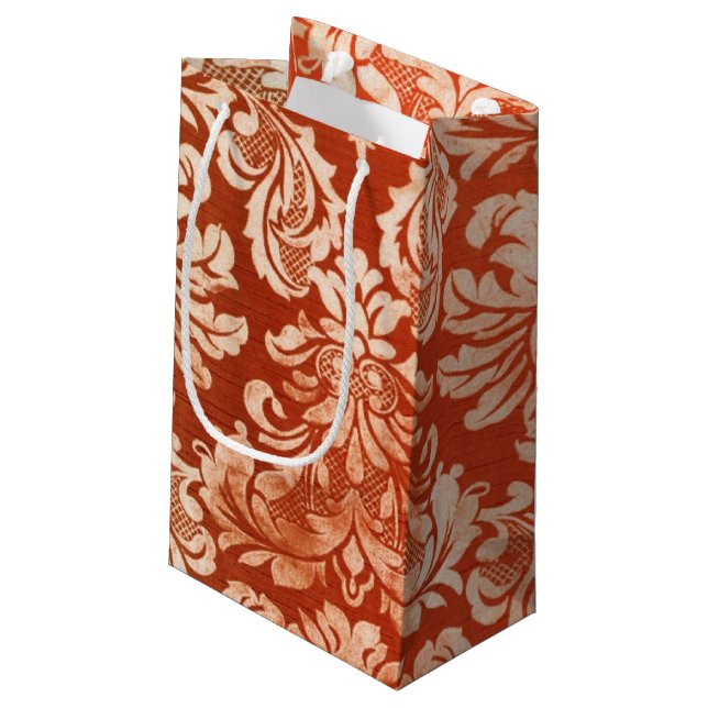 Floral vintage wallpaper background small gift bag (Back Angled)