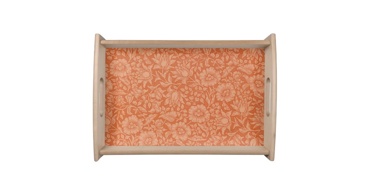 Floral Vintage Wallpaper William Morris Red Patter Serving Tray Zazzle Com