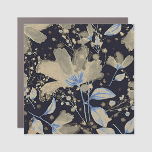 Floral Vintage Watercolor: Black Background Car Magnet