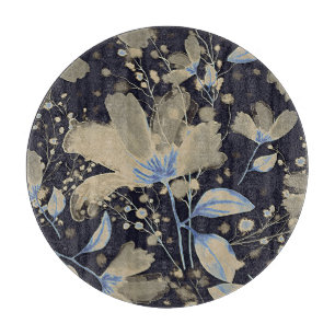 Floral Vintage Watercolor: Black Background Cutting Board