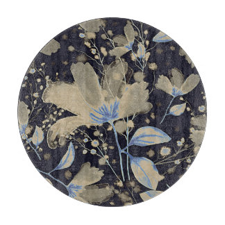 Floral Vintage Watercolor: Black Background Cutting Board