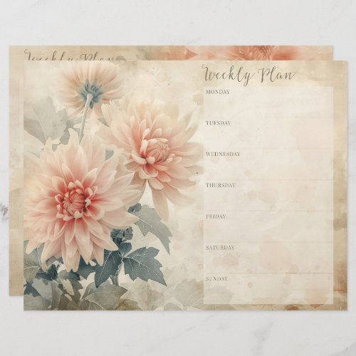 Floral Vintage Weekly Planner Scrapbook Paper