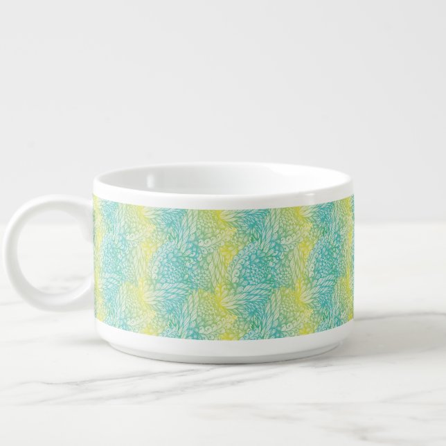Floral Vintage Yellow And Blue Gradient Bowl (Right)