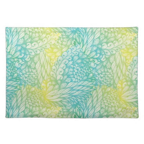 Floral Vintage Yellow And Blue Gradient Cloth Placemat