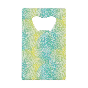 Floral Vintage Yellow And Blue Gradient Credit Card Bottle Opener