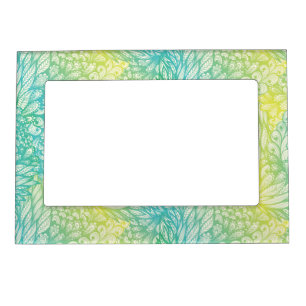 Floral Vintage Yellow And Blue Gradient Magnetic Frame