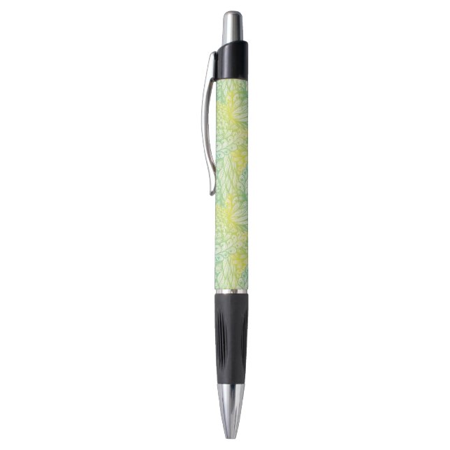 Floral Vintage Yellow And Blue Gradient Pen (Top (Vertical))