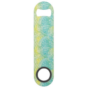Floral Vintage Yellow And Blue Gradient Speed Bottle Opener