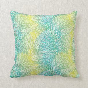 Floral Vintage Yellow And Blue Gradient Throw Pillow