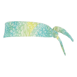 Floral Vintage Yellow And Blue Gradient Tie Headband