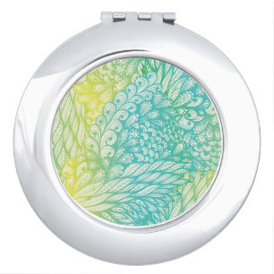 Floral Vintage Yellow And Blue Gradient Vanity Mirror