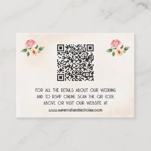 Floral Vinyl Record QR Code Wedding Enclosure Card