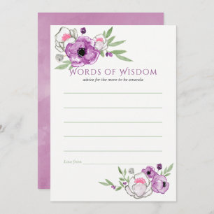 Floral Violet and Sage Baby Shower Mom Advice Invitation