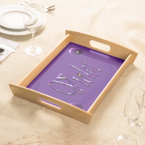 Floral Violet Girls Name Logo Serving Tray