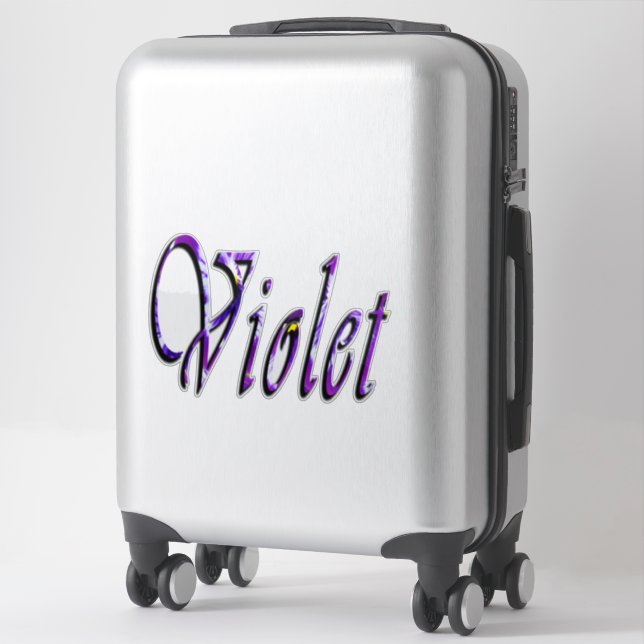 Floral Violet Girls Name Logo, Sticker (Suitcase)