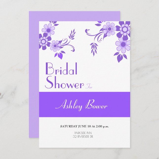 Floral Violet Invitation (Front/Back)