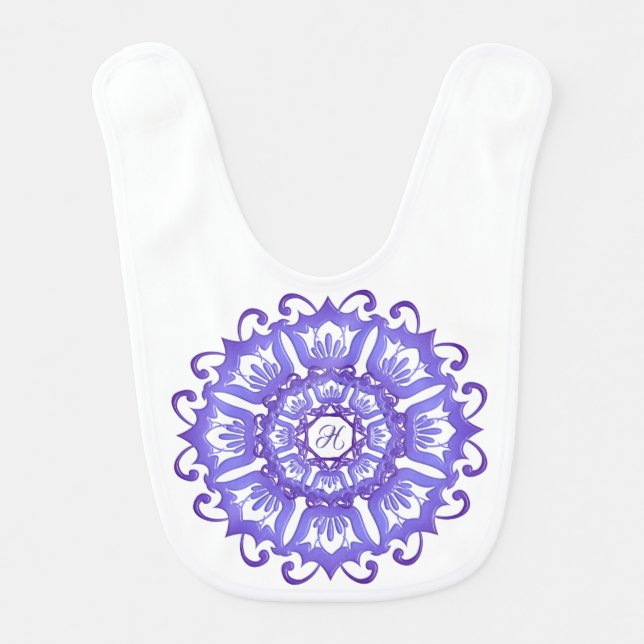 Floral violet mandala. Monogram. Bib (Front)