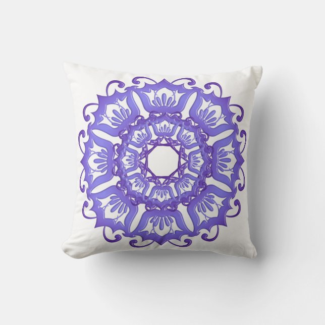 Floral violet mandala. throw pillow (Front)