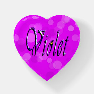 Floral Violet Name On Pink Bokeh, Paperweight