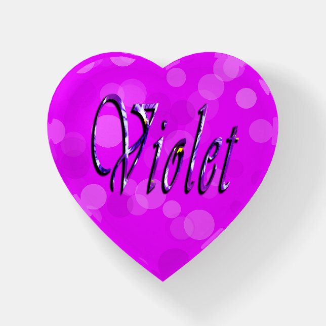 Floral Violet Name On Pink Bokeh, Paperweight (Front)