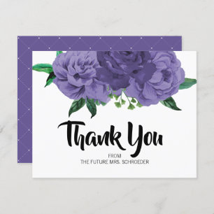 Floral Violet Purple Bridal Shower Thank You Card