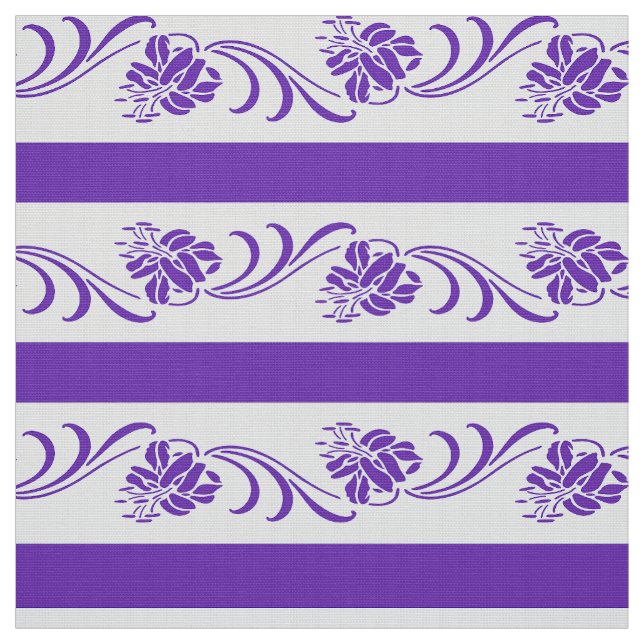 Floral violet stripes pattern fabric (Swatch)
