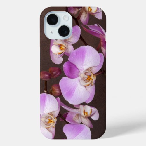 Floral Violet White Orchid Flower Photo and Buds iPhone 15 Case